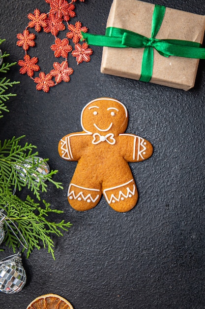 biscoito de gengibre cartão de natal doce sobremesa ano novo pastelaria caseira biscoito fundo de comida