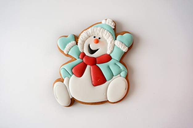 Biscoito de gengibre de natal boneco de neve estatueta de açúcar