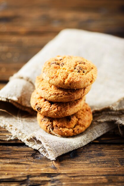 Biscoitos americanos tradicionais com chocolate