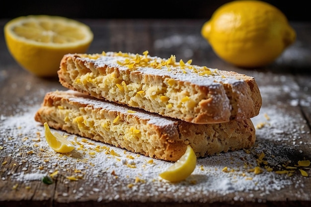 Biscoitos de cáscara de limón con azúcar en polvo