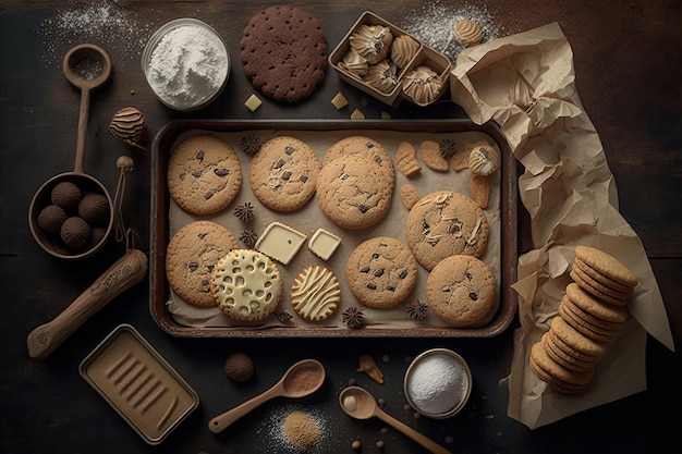 Biscoitos caseiros biscoitos e bolos na assadeira