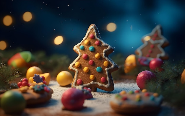 Biscoitos caseiros Árvores de Natal decoradas com glacê e decorações de açúcar
