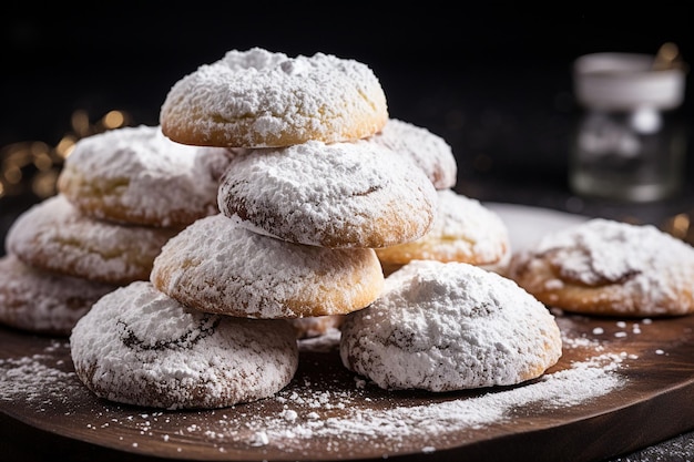 biscoitos caseiros salpicados de açúcar em pó