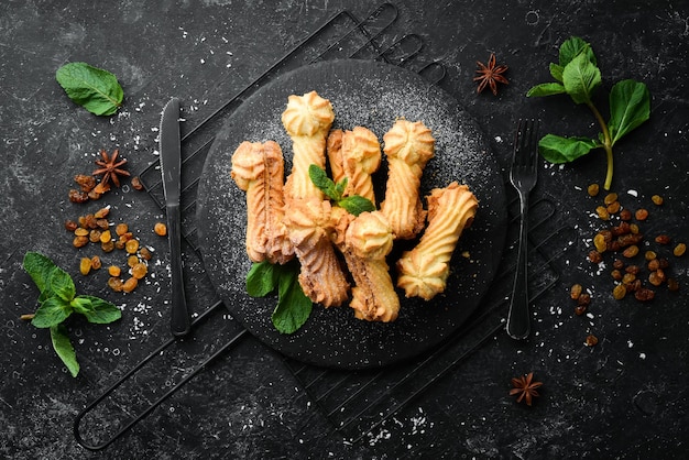 Biscoitos com leite condensado Doces Vista superior com espaço livre para cópia