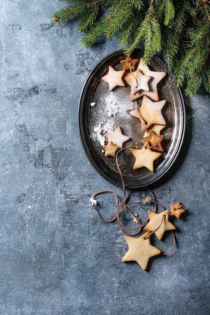 Biscoitos de açúcar de forma de estrela de Natal