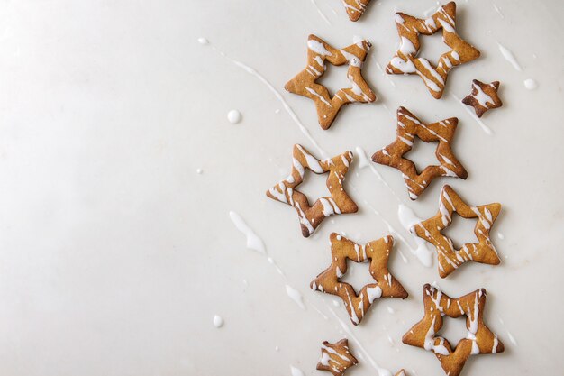 Biscoitos de açúcar de forma de estrela de Natal