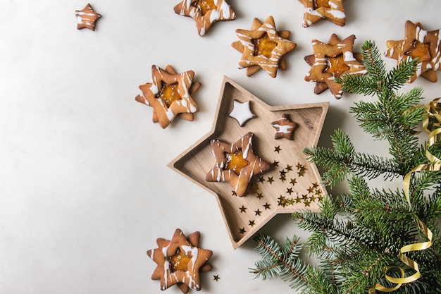 Biscoitos de açúcar de forma de estrela de Natal