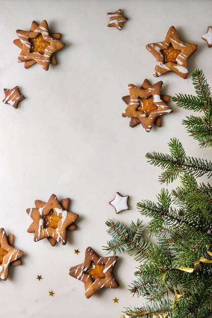 Biscoitos de açúcar de forma de estrela de Natal