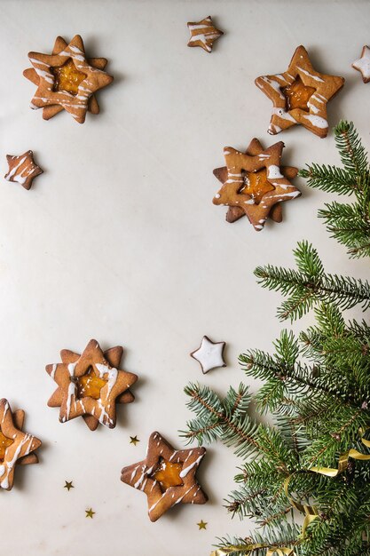 Biscoitos de açúcar de forma de estrela de natal