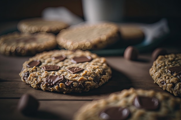 Biscoitos de aveia de chocolate caseiros frescos