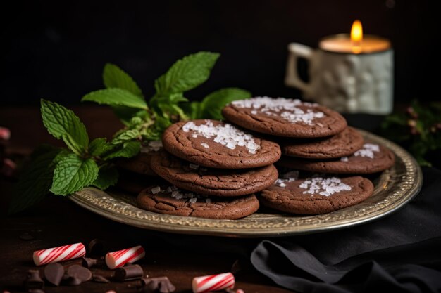 Biscoitos de chocolate caseiros frescos Biscoitos brownie de chocolate Bolos caseiros Inteligência Artificial Gerativa