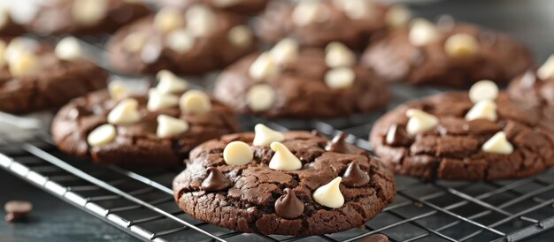 Biscoitos de chocolate com batatas fritas de chocolate branco