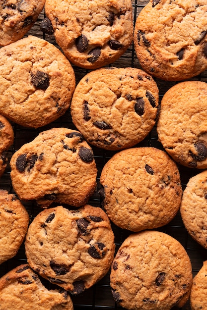 Foto biscoitos de chocolate de vista superior