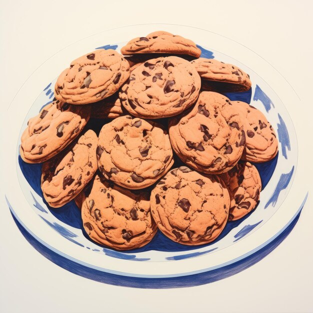 Biscoitos de chocolate em estilo retrô Generative AI