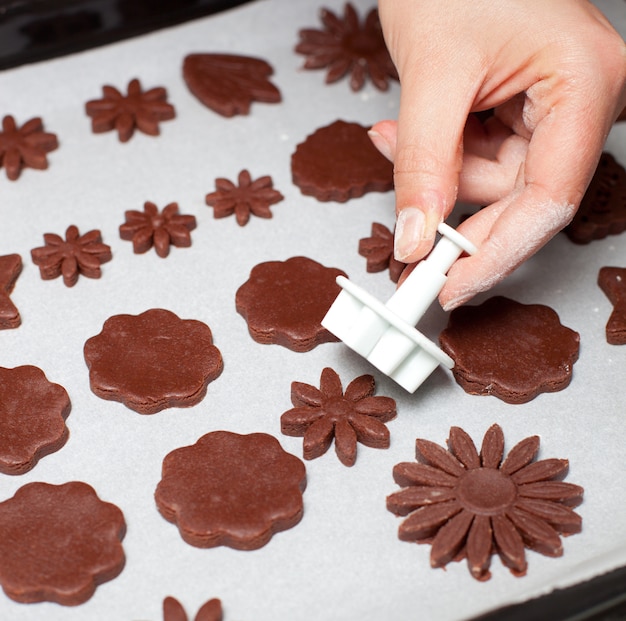 Biscoitos de chocolate em forma de flor