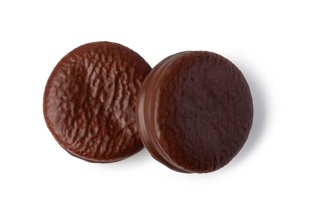 Foto biscoitos de chocolate isolados em branco