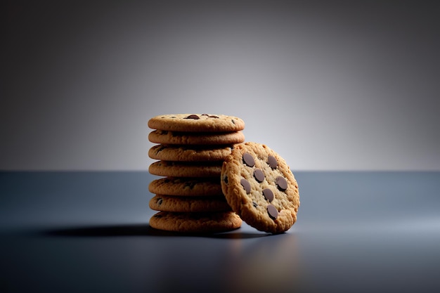 Biscoitos de chocolate isolados em fundo cinza