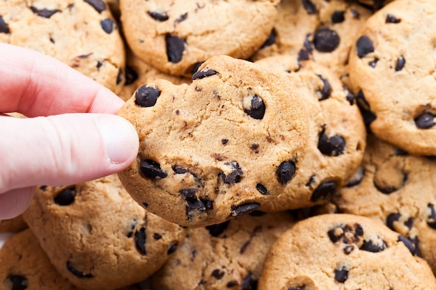 Biscoitos de chocolate na mão