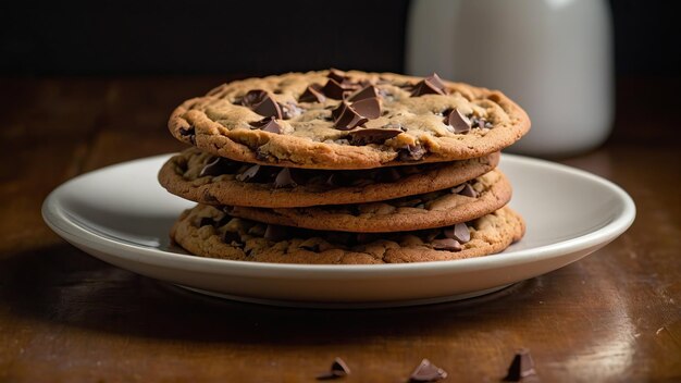 Biscoitos de chocolate no prato com uma atmosfera calorosa e convidativa