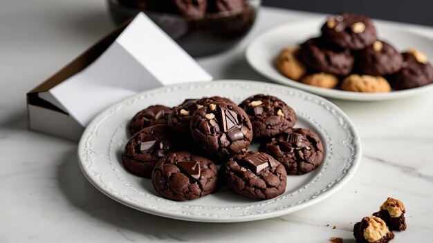 Biscoitos de chocolate num prato