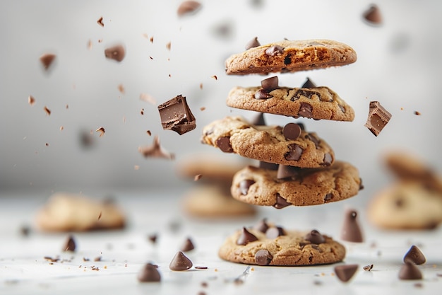 Biscoitos de chocolate voadores com pedaços de chocolate