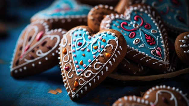 Foto biscoitos de coração de pão de gengibre tradicionais para a oktoberfest ia generativa