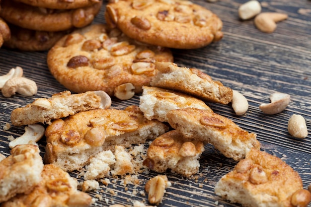 Biscoitos de farinha de trigo com amendoim closeup