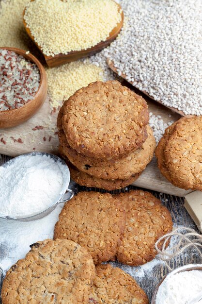 Biscoitos de farinha de trigo com amendoim closeup