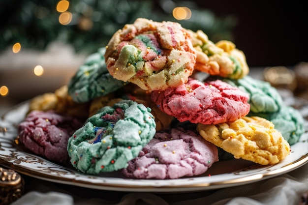 Biscoitos de férias exagerados feitos com mistura de cores e sabores criados com IA generativa