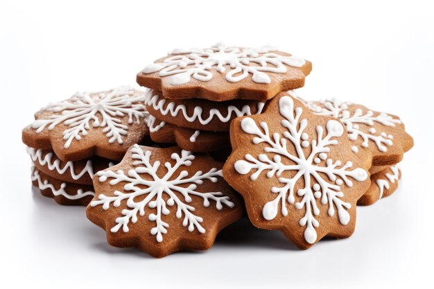 Biscoitos de gengibre de Natal em fundo branco