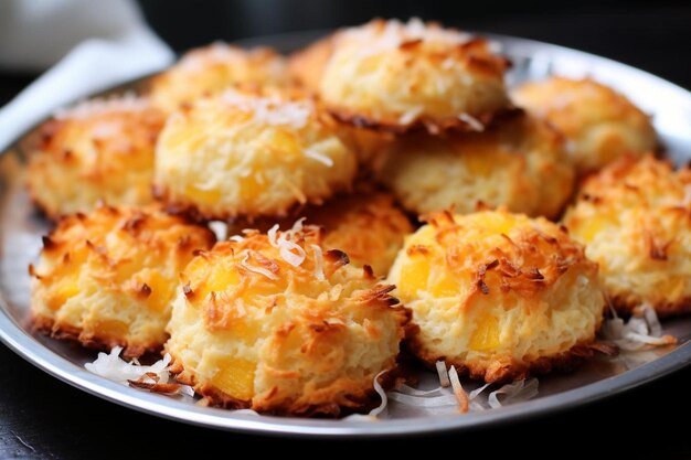 Foto biscoitos de macarrão de coco e abacaxi