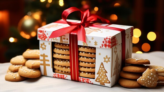 Biscoitos de Natal, caixa de presente de biscoitos de Natal e bolos caseiros, presentes de férias de inverno para chá country inglês na casa de campo, biscoitos caseiros e inspiração de receitas de panificação