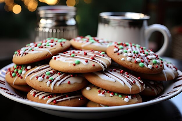 Biscoitos de Natal com um copo de leite