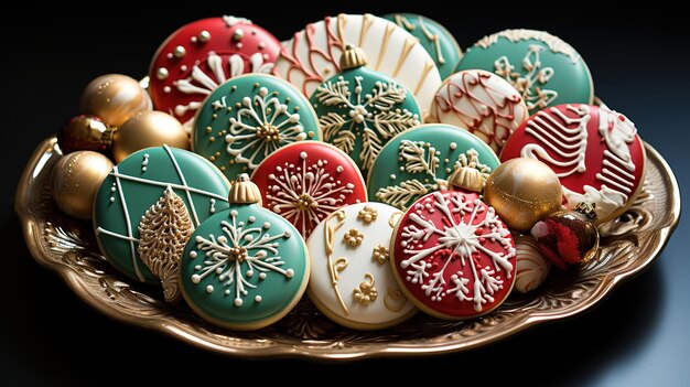 Foto biscoitos de natal cor brilhante generativo ai