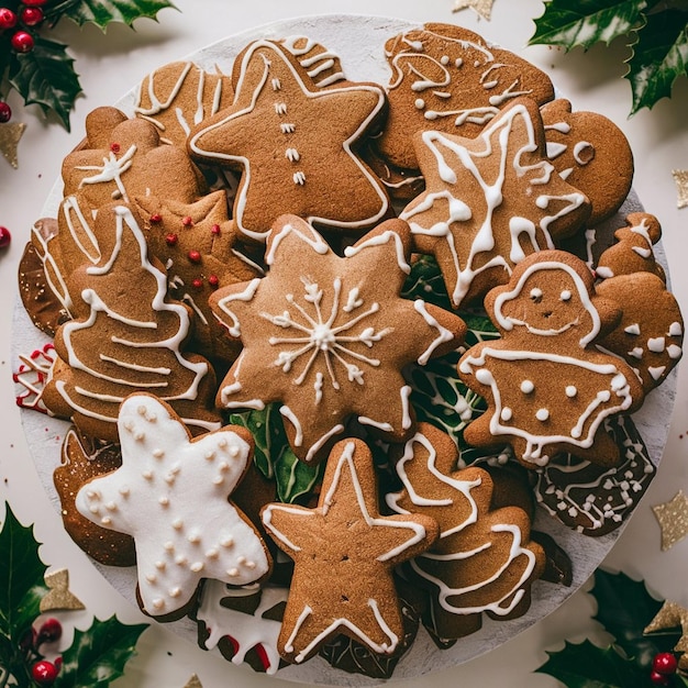 Foto biscoitos de pão de gengibre de tula em um arranjo festivo