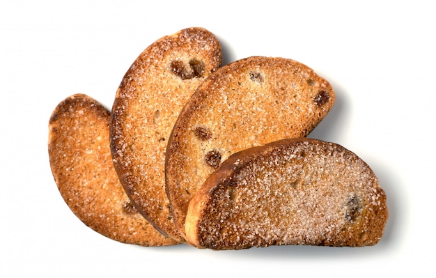 Biscoitos de passas isolados em um fundo branco