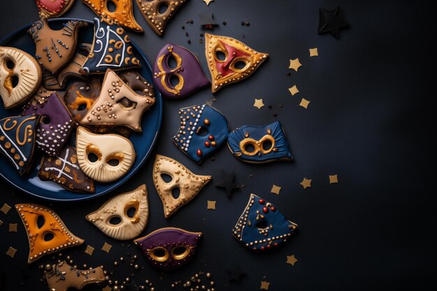 Biscoitos decorados com cobertura de açúcar para o feriado judaico de Purim