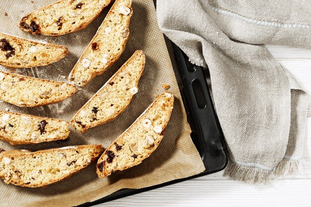 Biscoitos doces de cantuccini, biscoitos caseiros italianos