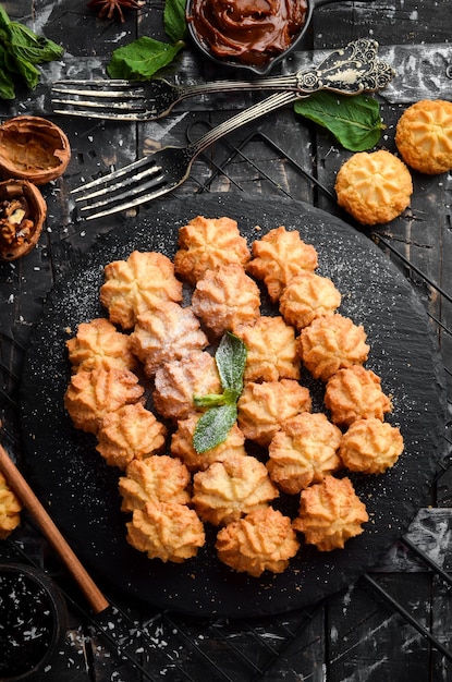 Biscoitos Doces para chá Vista superior espaço livre para cópia