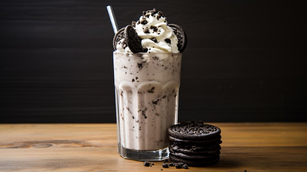 Biscoitos e milkshake de creme