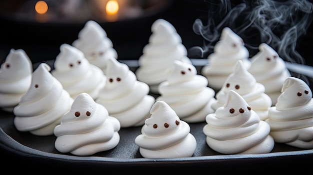 Foto biscoitos em forma de fantasma assustadores para desfrutar