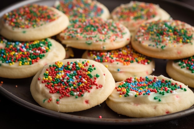 Biscoitos festivos são decorados com confeitos coloridos e glacê criados com IA generativa