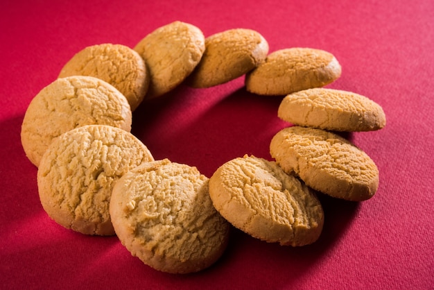 Biscoitos ou biscoitos doces de grãos de trigo, closeup