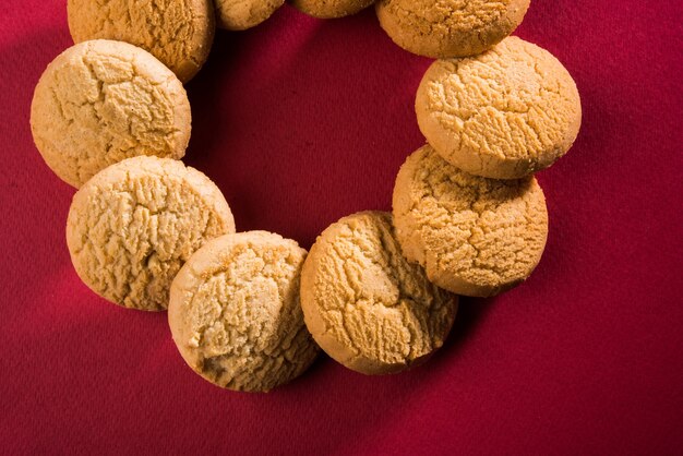 Biscoitos ou biscoitos doces de grãos de trigo, closeup