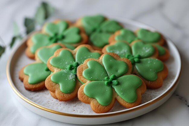 Foto biscoitos para o dia de são patrício adornados com trevo verde