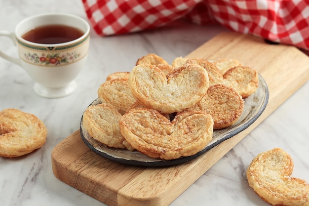 Biscoitos Puff Flaky Sugar Palmiers