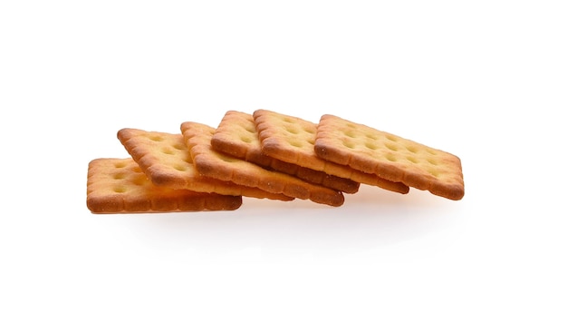 Biscoitos quadrados deliciosos isolados no fundo branco