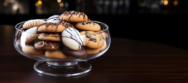 biscoitos um prato de biscoitos no prato de vidro sobre uma mesa