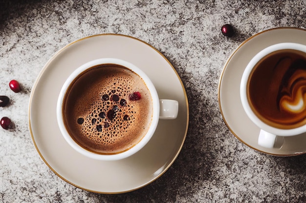 Biscotti dulce de arándanos servido con café aromático recién preparado