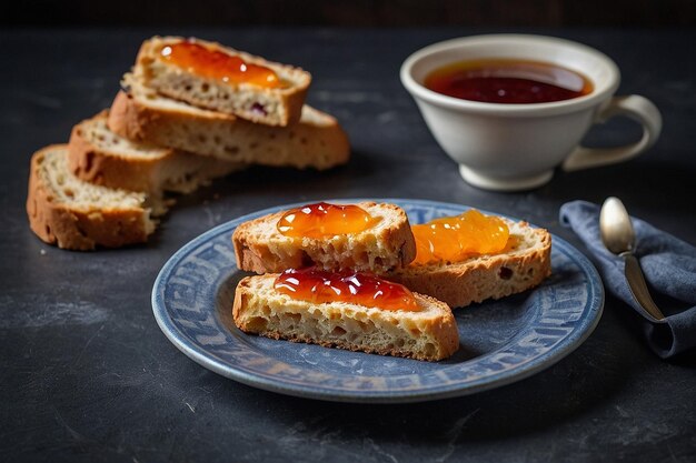 Biscotti con mermelada de frutas para sumergirse